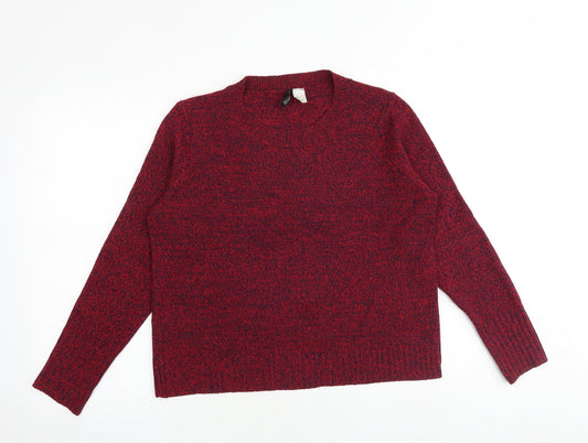 H&M Womens Red Round Neck Acrylic Pullover Jumper Size M