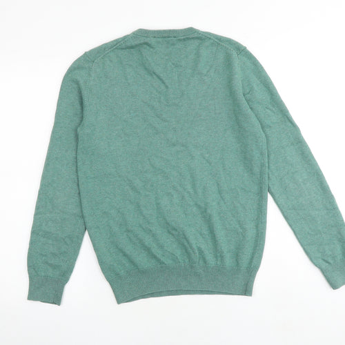 Crew Clothing Mens Green Round Neck Cotton Pullover Jumper Size XS Long Sleeve