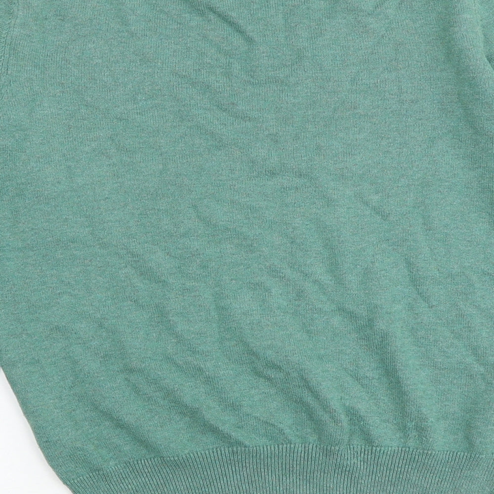 Crew Clothing Mens Green Round Neck Cotton Pullover Jumper Size XS Long Sleeve
