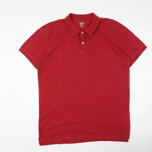 Gap Mens Red Cotton Polo Size XL Collared Button
