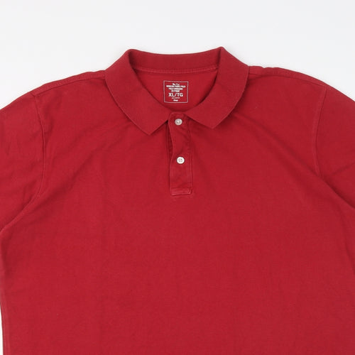 Gap Mens Red Cotton Polo Size XL Collared Button