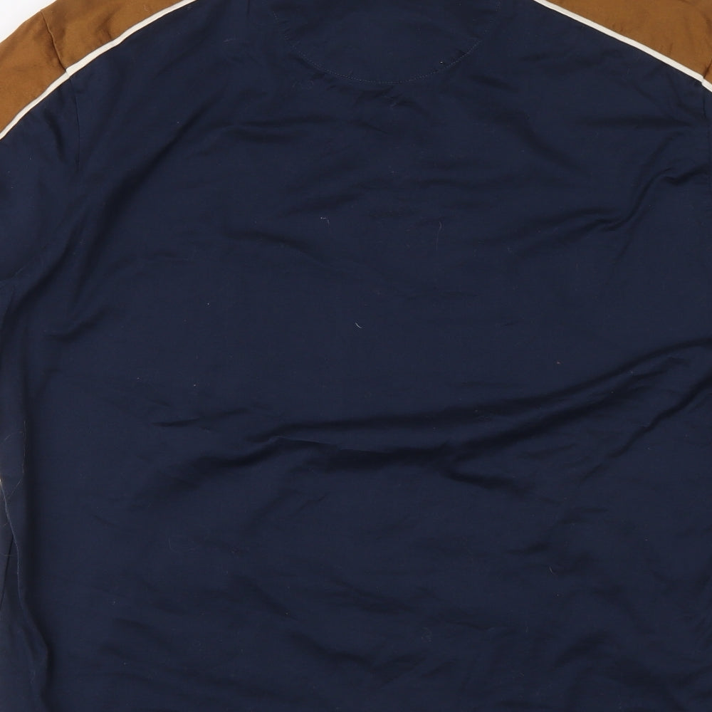NEXT Mens Blue Colourblock Cotton Polo Size 2XL Collared Zip