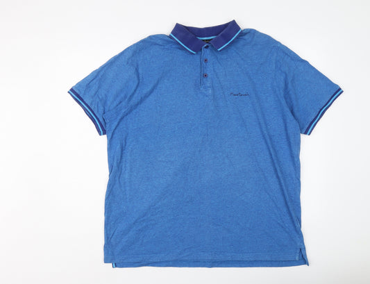Pierre Cardin Mens Blue Cotton Polo Size 3XL Collared Button