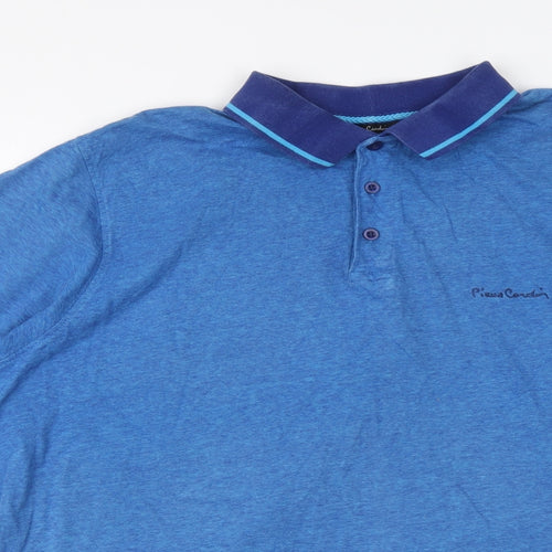 Pierre Cardin Mens Blue Cotton Polo Size 3XL Collared Button