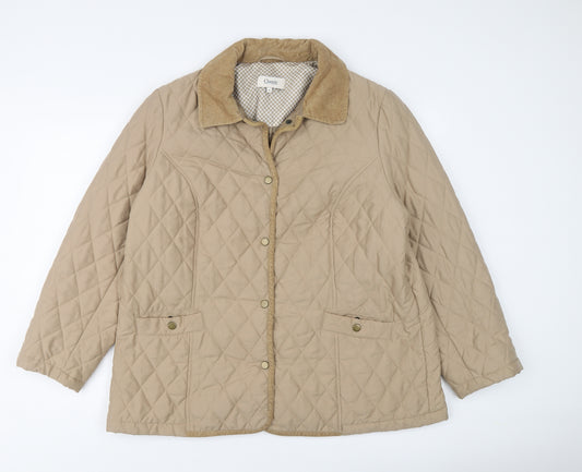 Classic Womens Beige Quilted Jacket Size 18 Snap