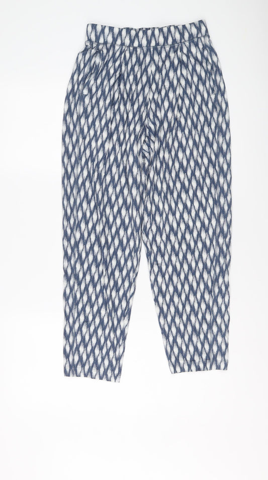 Marks and Spencer Womens Blue Geometric Viscose Harem Trousers Size 6 L24 in Regular