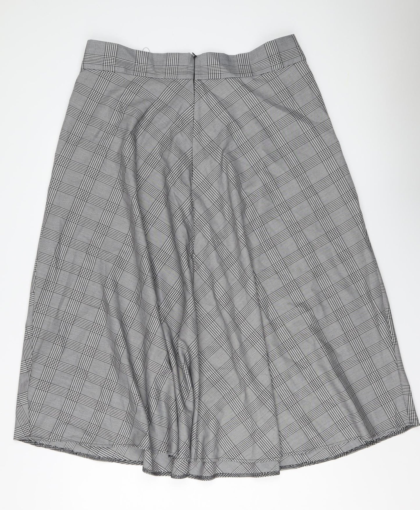 Marks and Spencer Womens Grey Plaid Polyester Swing Skirt Size 20 Zip