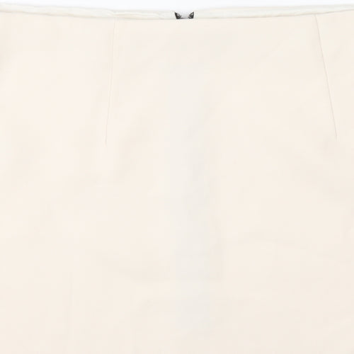 Topshop Womens Beige Polyester A-Line Skirt Size 14 Zip