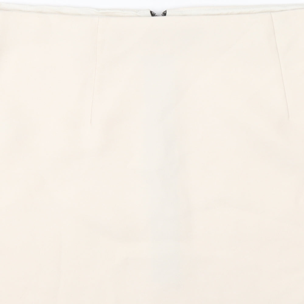 Topshop Womens Beige Polyester A-Line Skirt Size 14 Zip