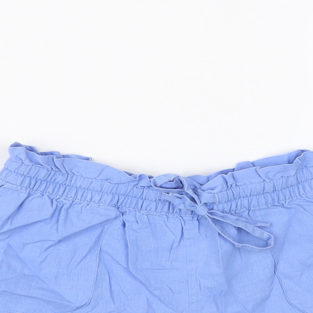 NEXT Womens Blue Linen Basic Shorts Size 6 L3 in Regular Drawstring