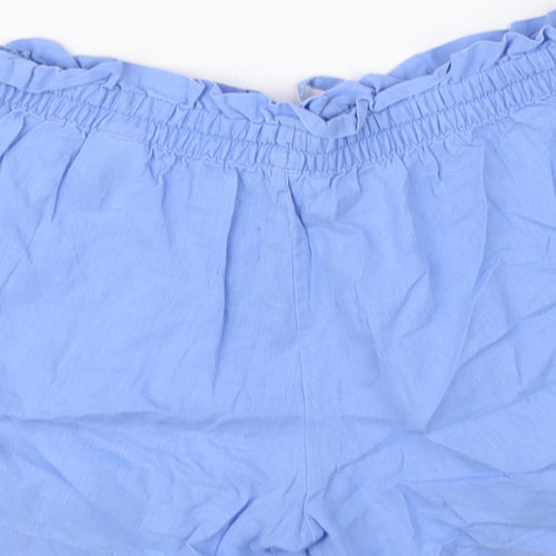 NEXT Womens Blue Linen Basic Shorts Size 6 L3 in Regular Drawstring