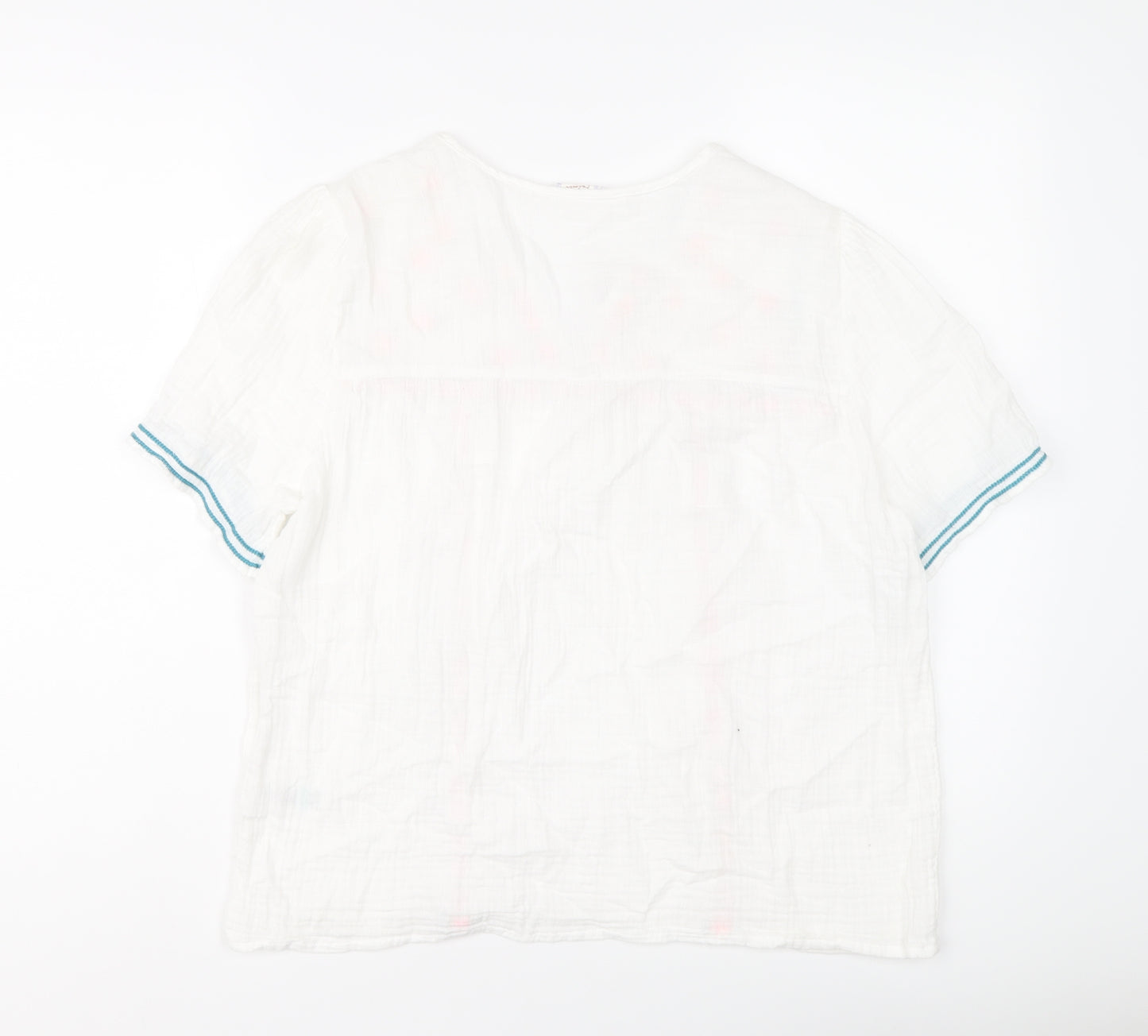 Falmer Heritage Womens White Cotton Basic Blouse Size 14 V-Neck