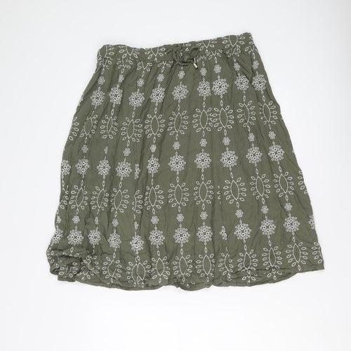 M&Co Womens Green Geometric Viscose A-Line Skirt Size 20 Drawstring