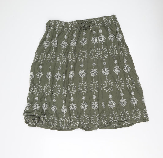 M&Co Womens Green Geometric Viscose A-Line Skirt Size 20 Drawstring
