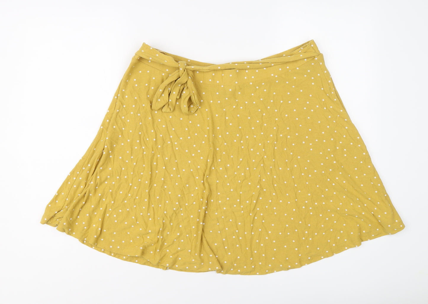 NEXT Womens Yellow Polka Dot Viscose Skater Skirt Size 20