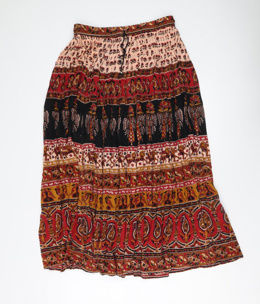 Wild Flower Womens Multicoloured Geometric Viscose Peasant Skirt Size L Drawstring