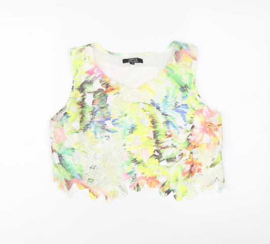 Opus London Womens Multicoloured Floral Polyester Cropped Tank Size 12 Round Neck