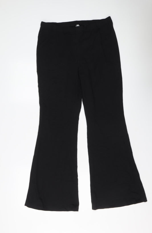 H&M Womens Black Cotton Trousers Size XL L30 in Regular