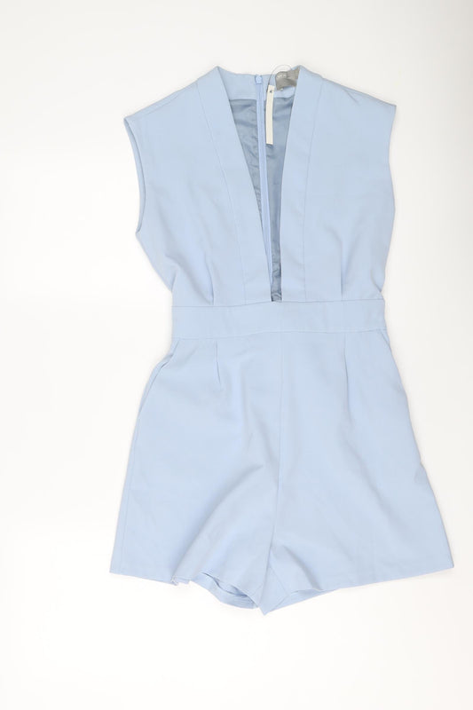 ASOS Womens Blue Polyester Playsuit One-Piece Size 10 Zip