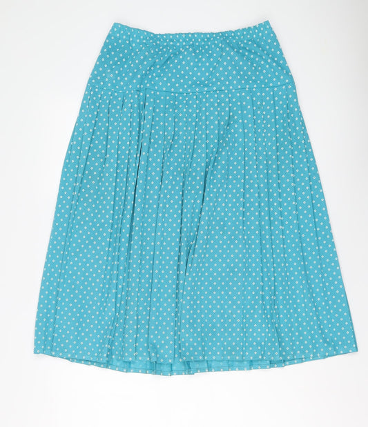 Fashion Extra Womens Blue Geometric Polyester Pleated Skirt Size 14