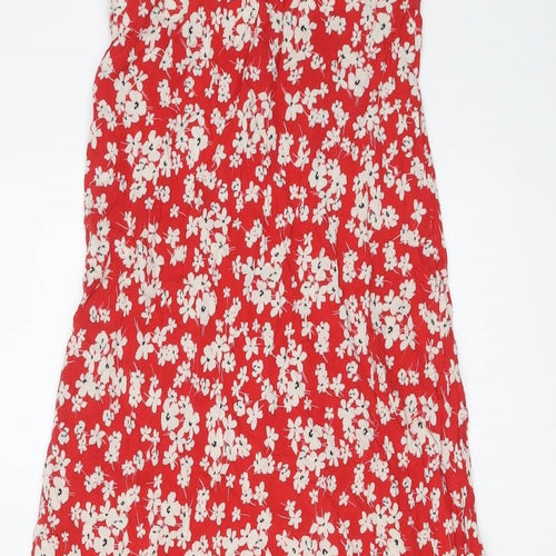 New Look Womens Red Floral Viscose Peasant Skirt Size 8