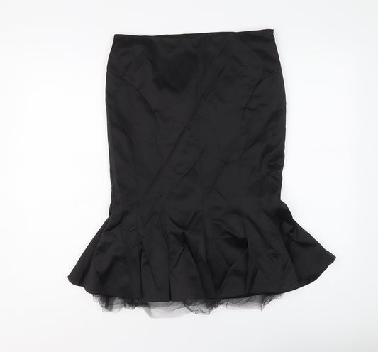 Oasis Womens Black Polyester Trumpet Skirt Size 10 Zip - Tulle underskirt