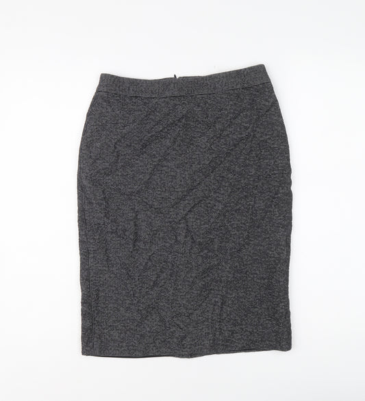 Ann Taylor Womens Grey Geometric Cotton A-Line Skirt Size 10 Zip