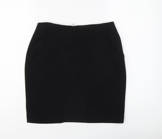 H&M Womens Black Polyester Straight & Pencil Skirt Size 10 Zip