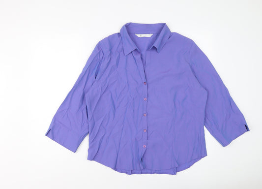 BHS Womens Purple Viscose Basic Button-Up Size 20 Collared