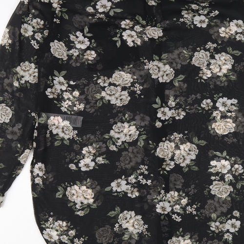 New Look Womens Black Floral Polyester Tunic Button-Up Size 14 Collared