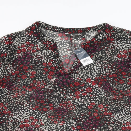 Bonmarché Womens Multicoloured Geometric Polyester Basic Blouse Size 18 V-Neck