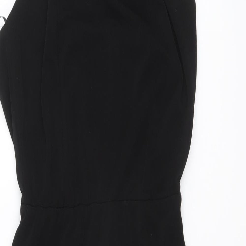 Zack Womens Black Polyester Bodycon Size 8 V-Neck Pullover