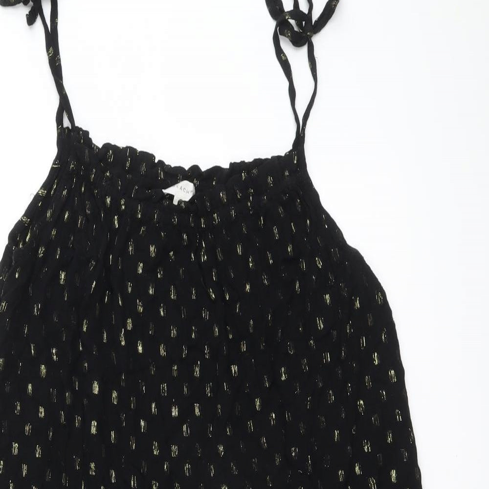 NEXT Womens Black Geometric Viscose Tank Dress Size 14 Square Neck Pullover