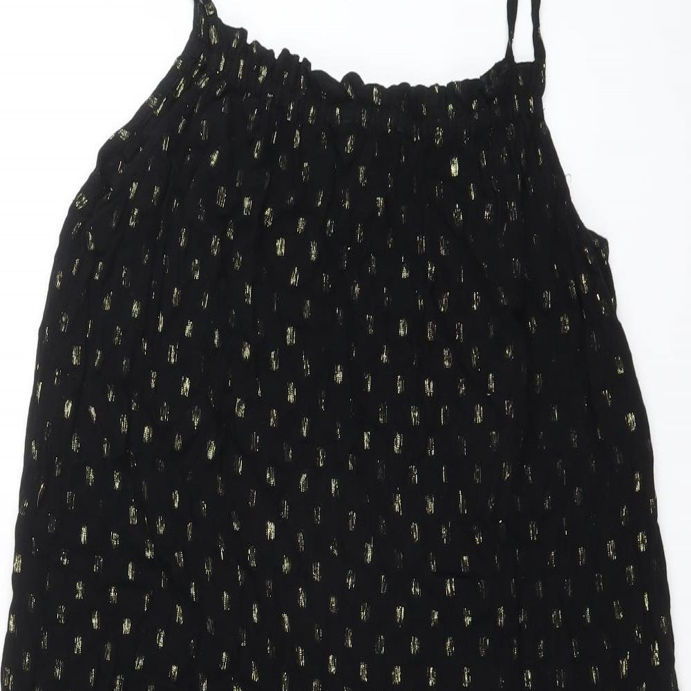 NEXT Womens Black Geometric Viscose Tank Dress Size 14 Square Neck Pullover