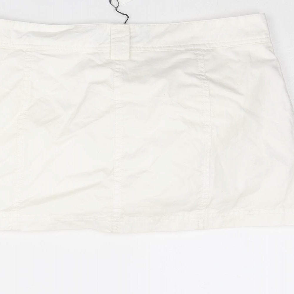 Zara Womens White Cotton Cargo Skirt Size S Zip