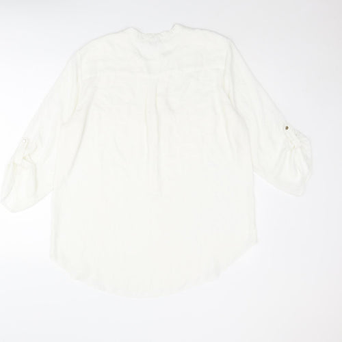 Paraphrase Womens White Polyester Basic Blouse Size 16 V-Neck