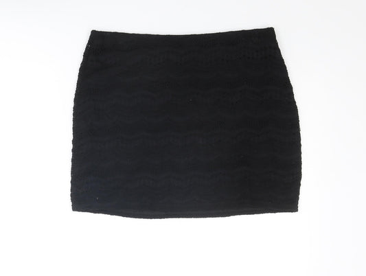River Island Womens Black Geometric Viscose Bandage Skirt Size 16