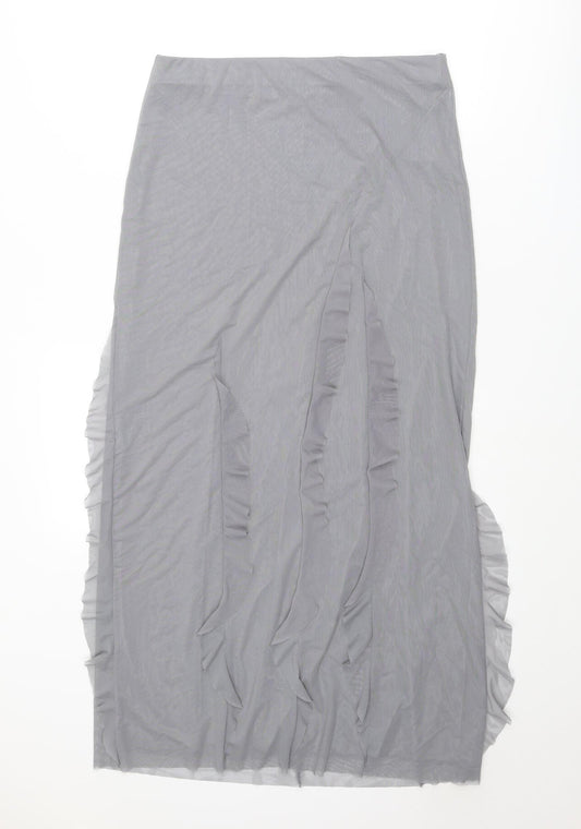 Zara Womens Grey Polyester A-Line Skirt Size L