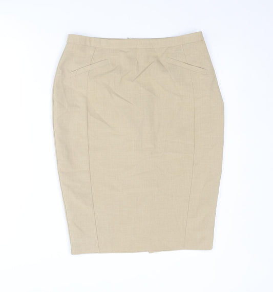 Marks and Spencer Womens Beige Polyester Straight & Pencil Skirt Size 12 Zip