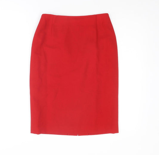 ESCADA Womens Red Wool A-Line Skirt Size 6 Zip