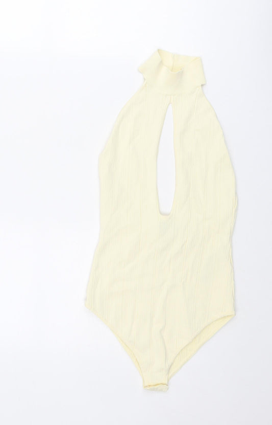 Zara Womens Yellow Nylon Bodysuit One-Piece Size M Snap