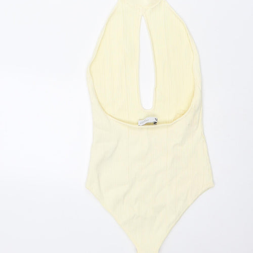 Zara Womens Yellow Nylon Bodysuit One-Piece Size M Snap
