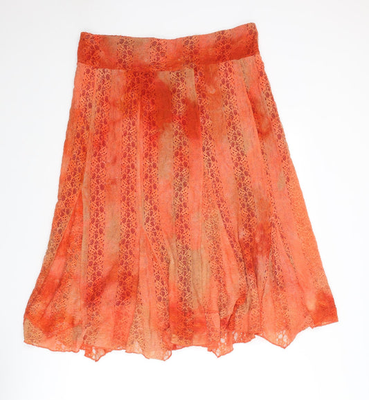 Per Una Womens Orange Geometric Polyamide Peasant Skirt Size 18