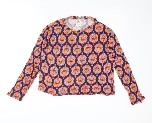 Chelsea Peers Womens Multicoloured Geometric Viscose Basic T-Shirt Size M Round Neck