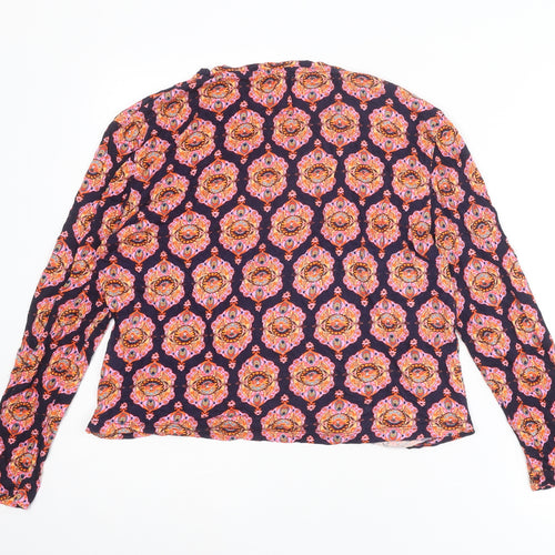 Chelsea Peers Womens Multicoloured Geometric Viscose Basic T-Shirt Size M Round Neck