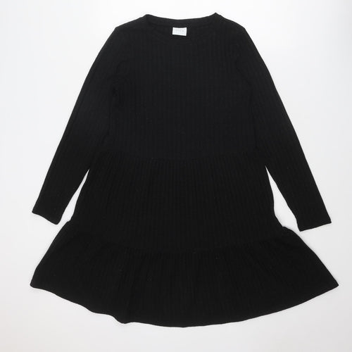 VILA Womens Black Polyester Jumper Dress Size S Boat Neck Pullover