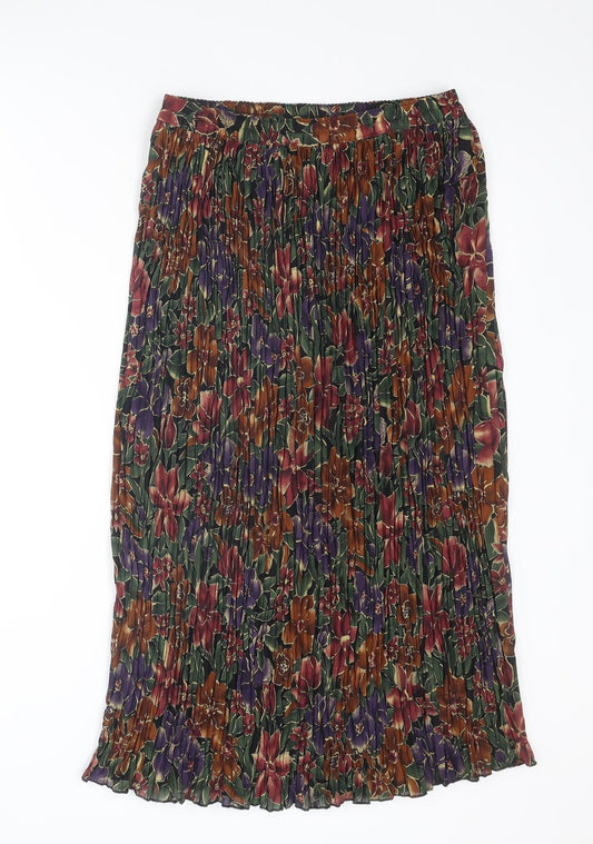 Marks and Spencer Womens Multicoloured Floral Polyester Pleated Skirt Size 12