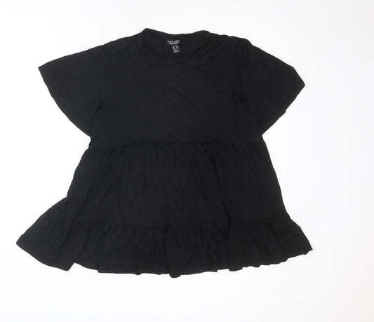 New Look Maternity Womens Black Viscose Basic T-Shirt Size 14 Round Neck