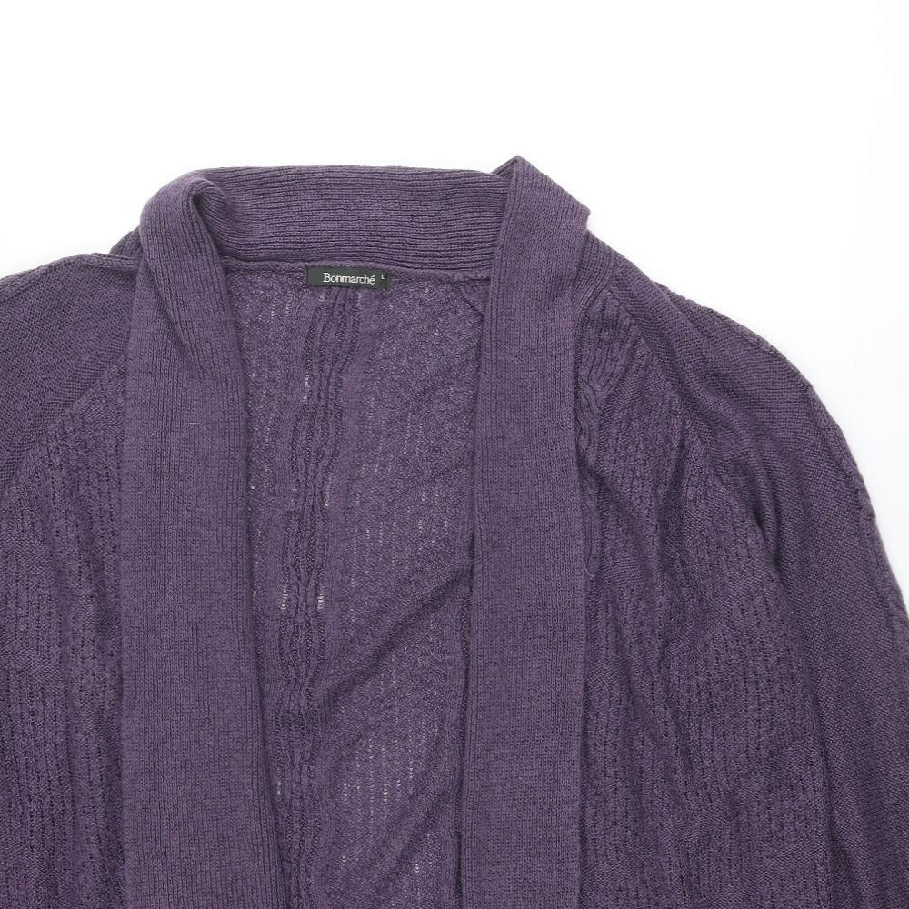 Bonmarché Womens Purple V-Neck Acrylic Cardigan Jumper Size L
