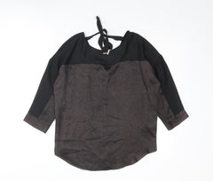 Oasis Womens Black Polyester Basic Blouse Size XS Round Neck